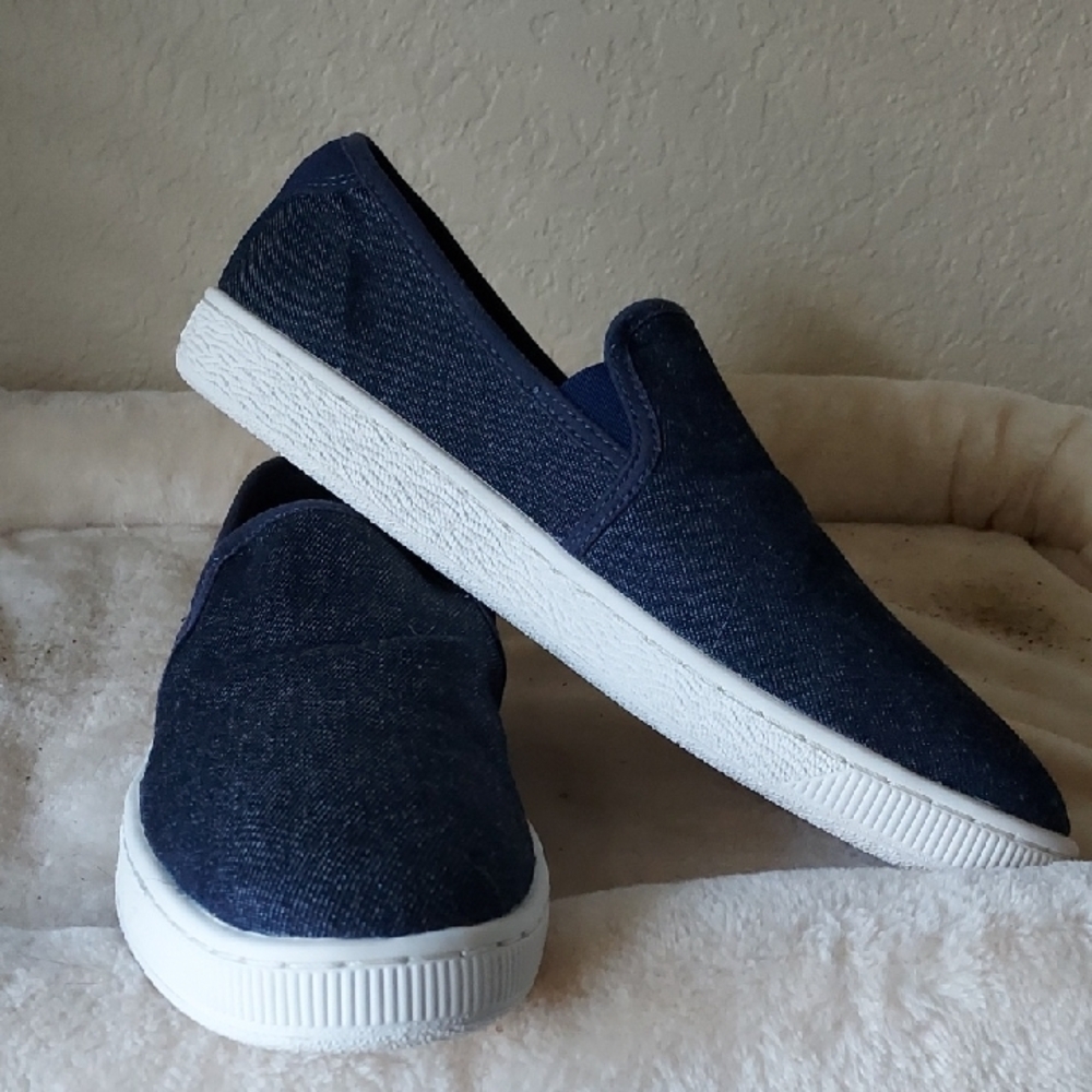 Puma Men's Dark Blue Denim Slip-On Sneakers Size 10.5 - Picture 6 of 8